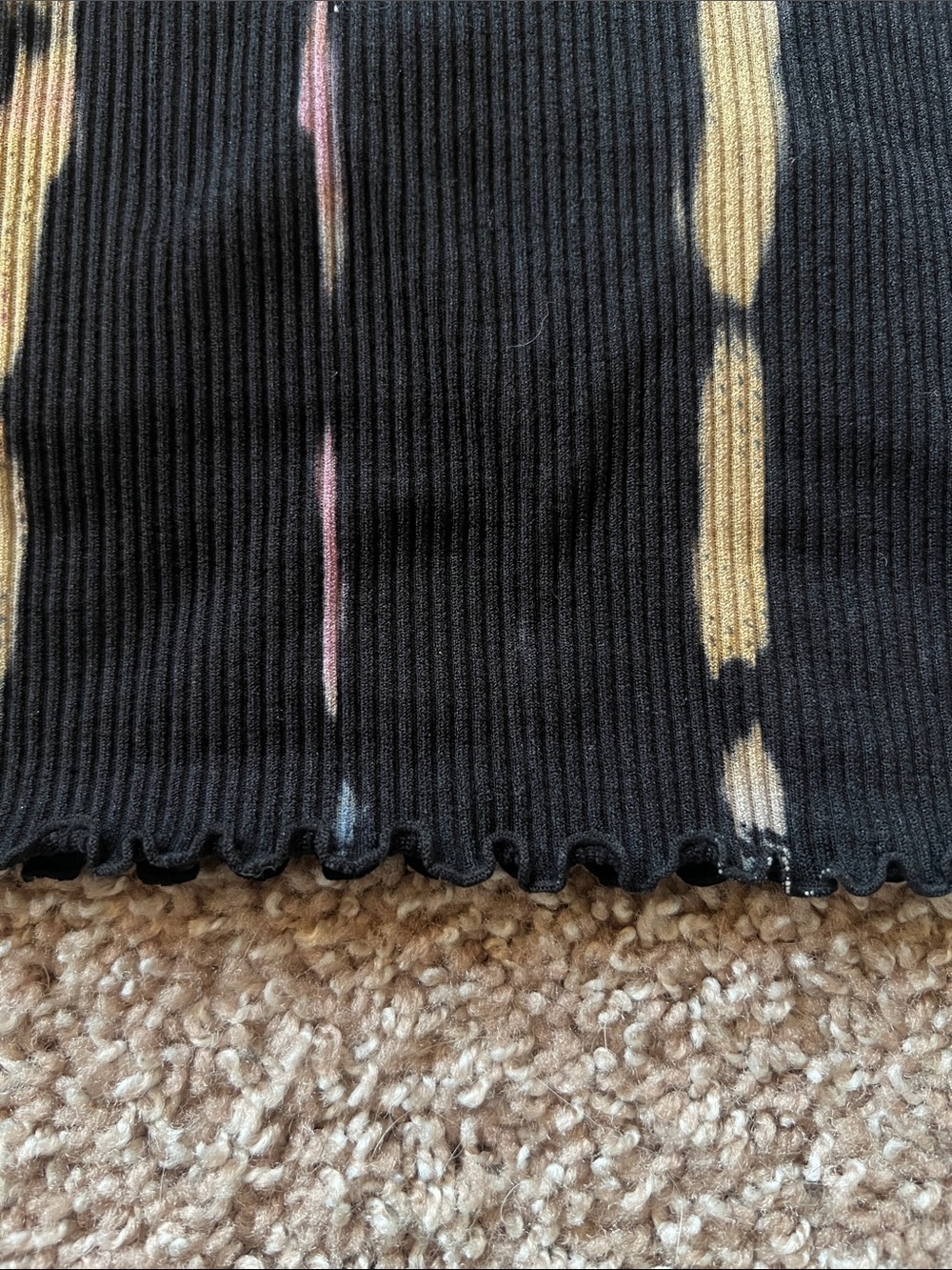 Spiritual Gangster Black Ribbed Crop Tank Top with Tie-Dye Stripes - Picture 2 of 8